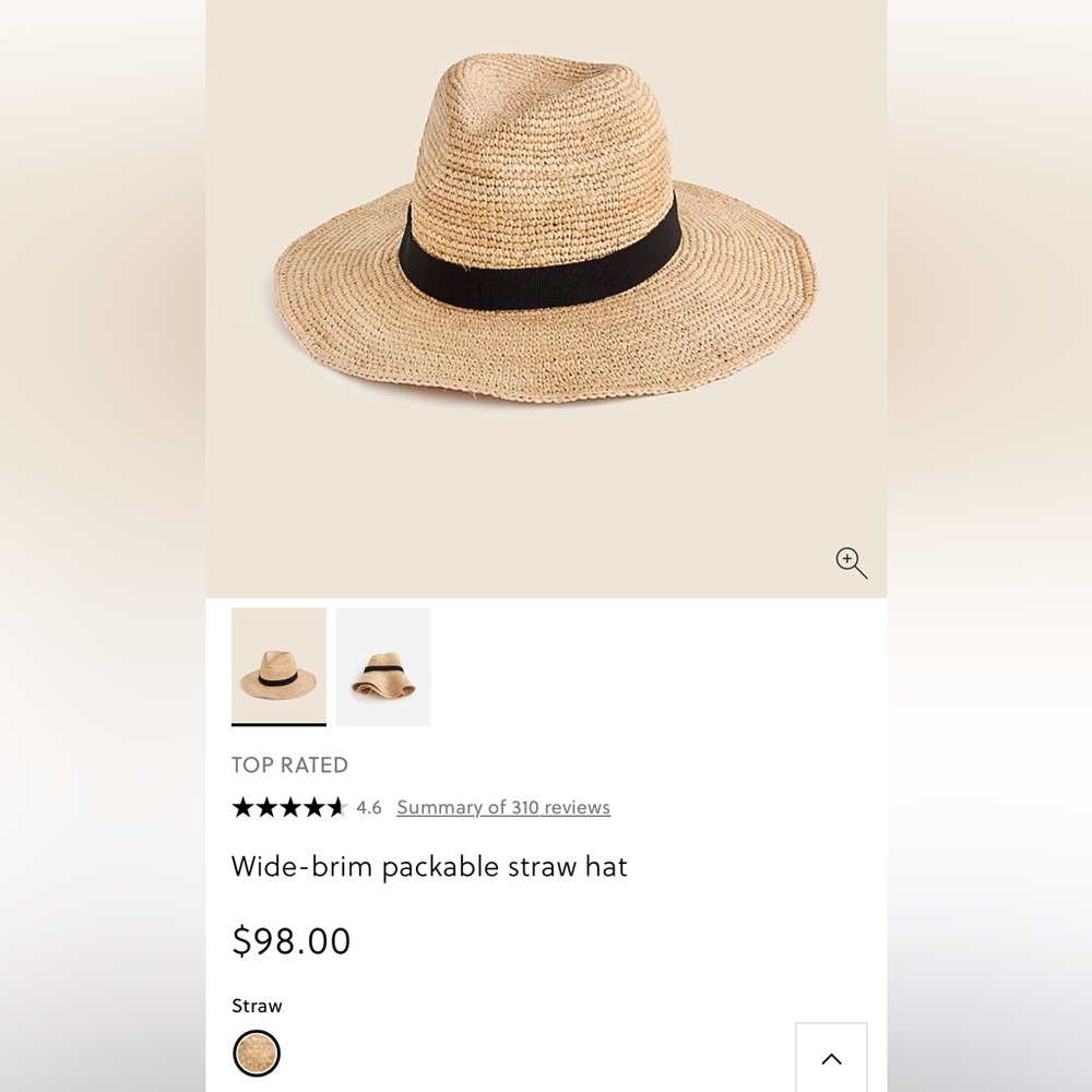 JCREW Wide-brim packable straw hat - Picture 3 of 7